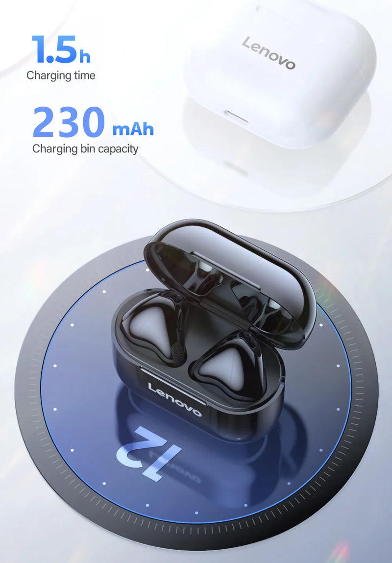 Lenovo LP40 TWS Bluetooth 5.0 estéreo com microfone case USB C resistentes à água leves para jogos chamadas e música diária