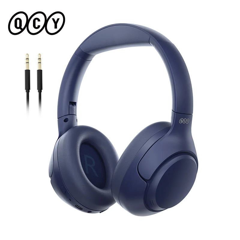 QCY H3 com Bluetooth 5.4 Hi-Res híbrido ANC 43 dB 60 h de bateria conexão dupla conforto memória espuma e modo com fio