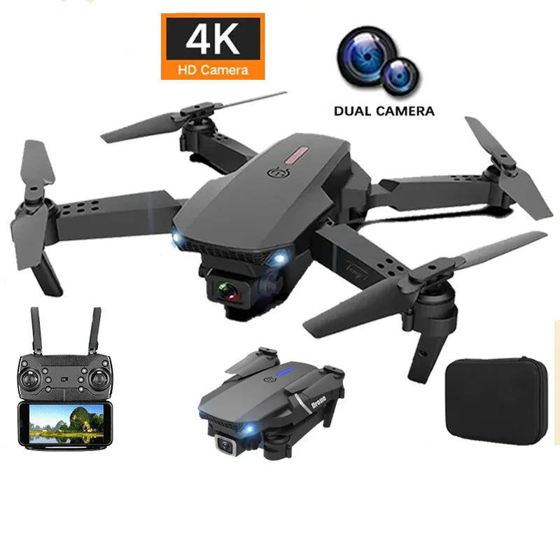Drone E88 Pro com câmera 4K 1080p FPV WiFi dobrável estabilidade por altitude hold e voo criativo por trajetórias