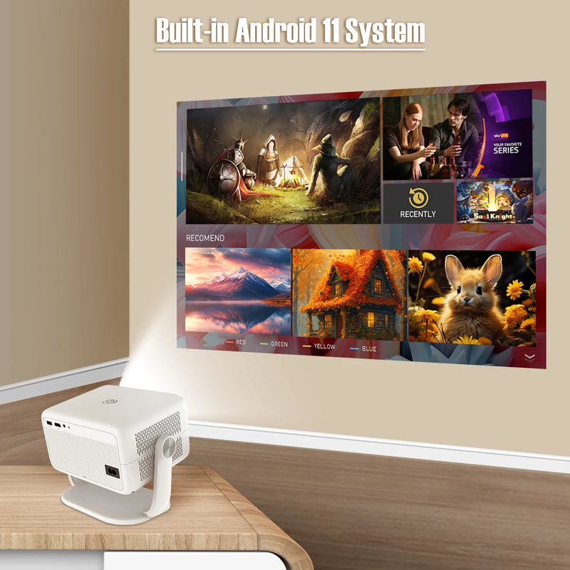 Projetor Magcubic L018 portátil 650 ANSI nativo 1080P Android 11 Wi-Fi6 Bluetooth 5.2 foco automático e tela até 300 polegadas