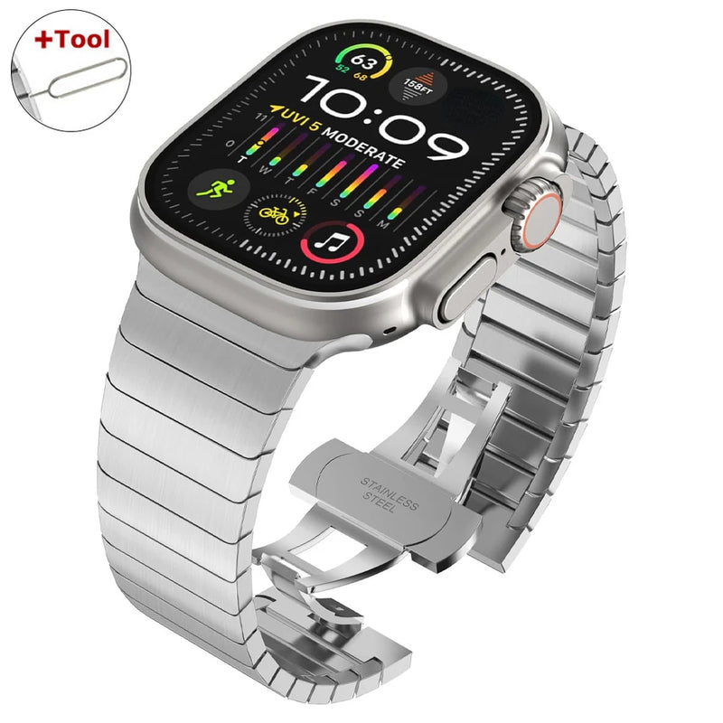 Pulseira Aço Inox Apple Watch Ultra com Fecho Luxo