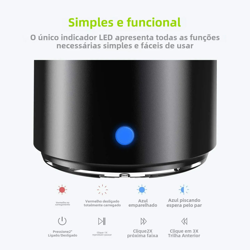 EWA A106 Pro mini caixa de som Bluetooth 5.0 IPX7 com radiador de graves metal ultracompacto estojo de viagem som potente no bolso