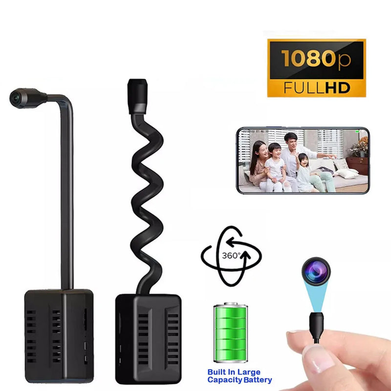 Mini câmera Wi-Fi 1080p com visão noturna detecção de movimento babá cam bateria 2100 mAh e suporte a cartão TF 32 GB