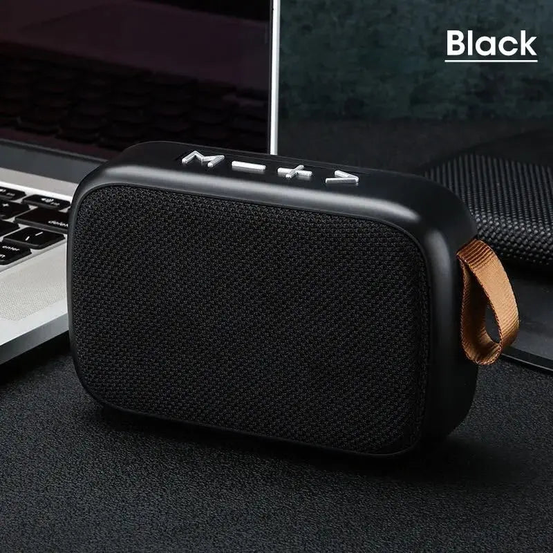 Mini alto-falante portátil com Bluetooth rádio FM USB leitor de cartão TF bateria interna e design em tecido para som prático no dia a dia