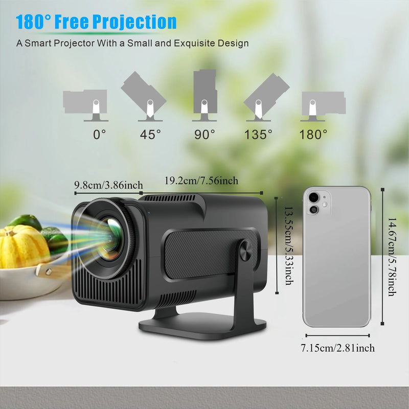 Mini projetor MOMAN HY320 720P HD, Wi-Fi + Bluetooth, keystone automático, portátil 150 ANSI para home theater até 100–130"