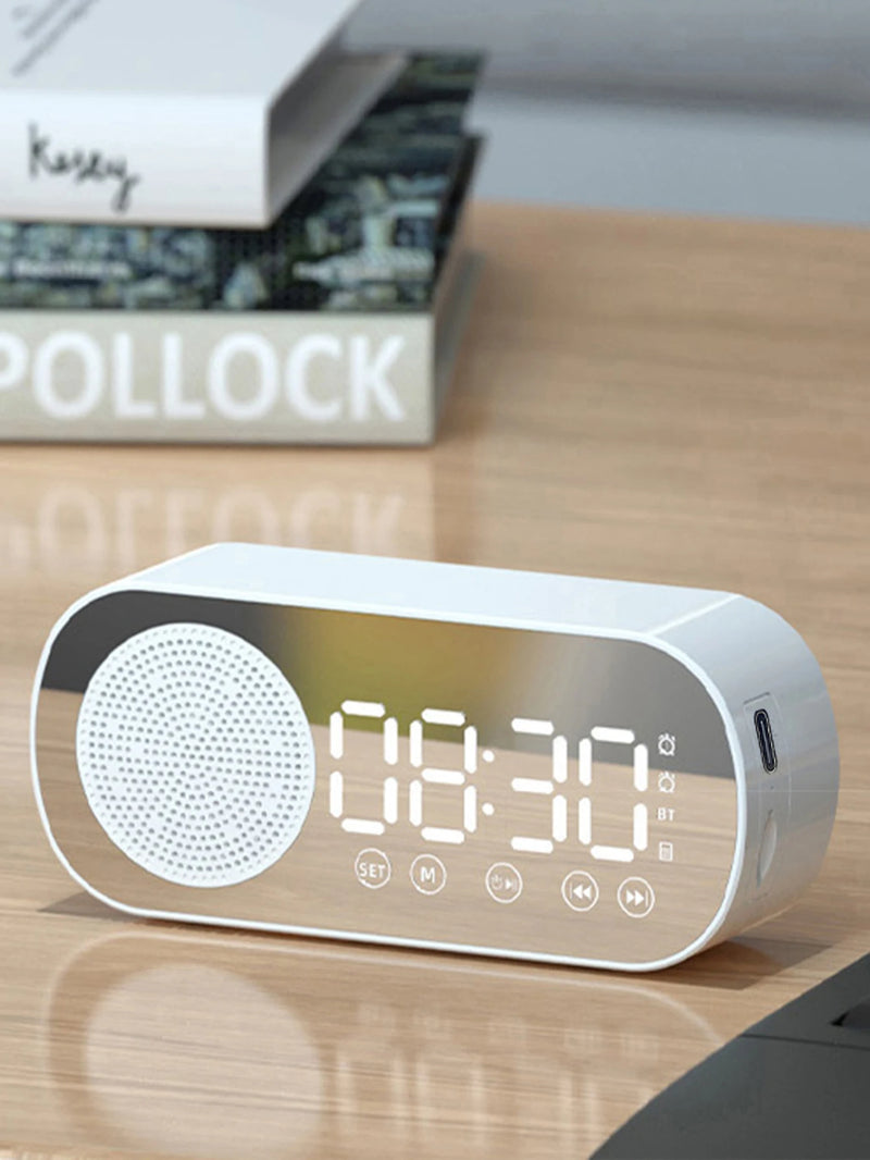 Mini alto-falante Bluetooth com relógio despertador display multifuncional subwoofer portátil entrada TF AUX bateria recarregável para mesa
