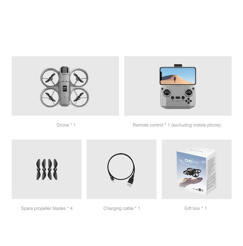 Drone D16 Mini GPS 8K com Retorno e Posição Precisa