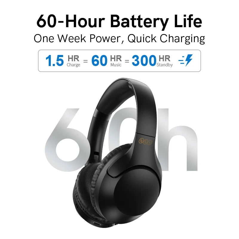 Fone de Ouvido QCY H2 Pro Sem Fio Bluetooth 5.3 com 60H Bateria, Graves Poderosos e Baixa Latência para Música e Jogos