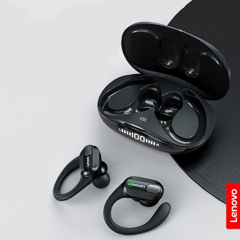 Lenovo XT80 esportivo com hastes ear hook Bluetooth 5.3 TWS microfone LED de bateria drivers 13 mm IPX som estéreo para treino
