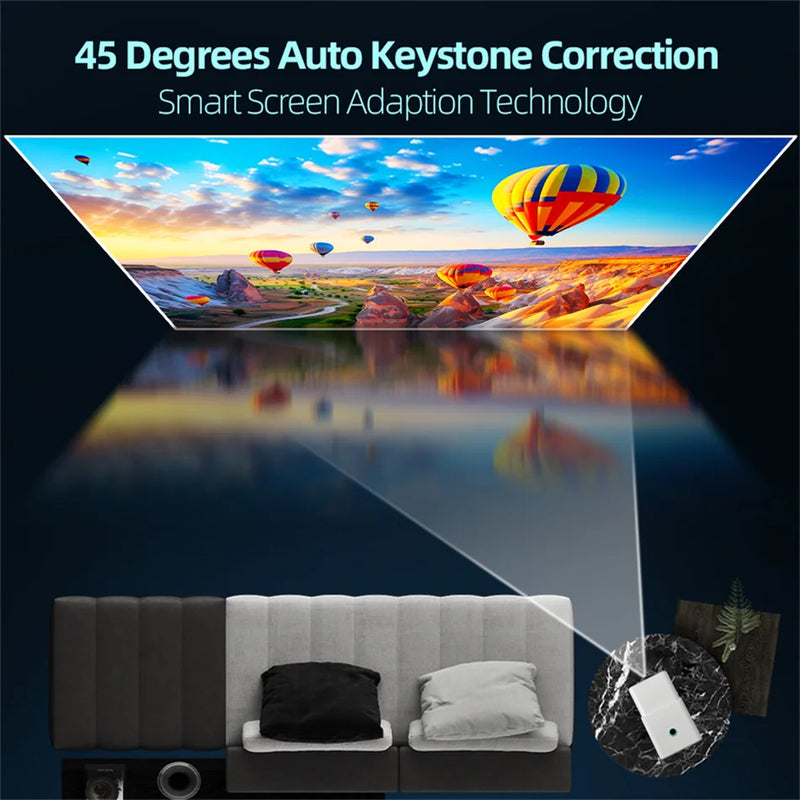 Projetor KaiAqua HT21 1080P (suporte), 260 ANSI, Android 11, Wi-Fi 5G, zoom 2.4×, rotação 180°, home theater portátil
