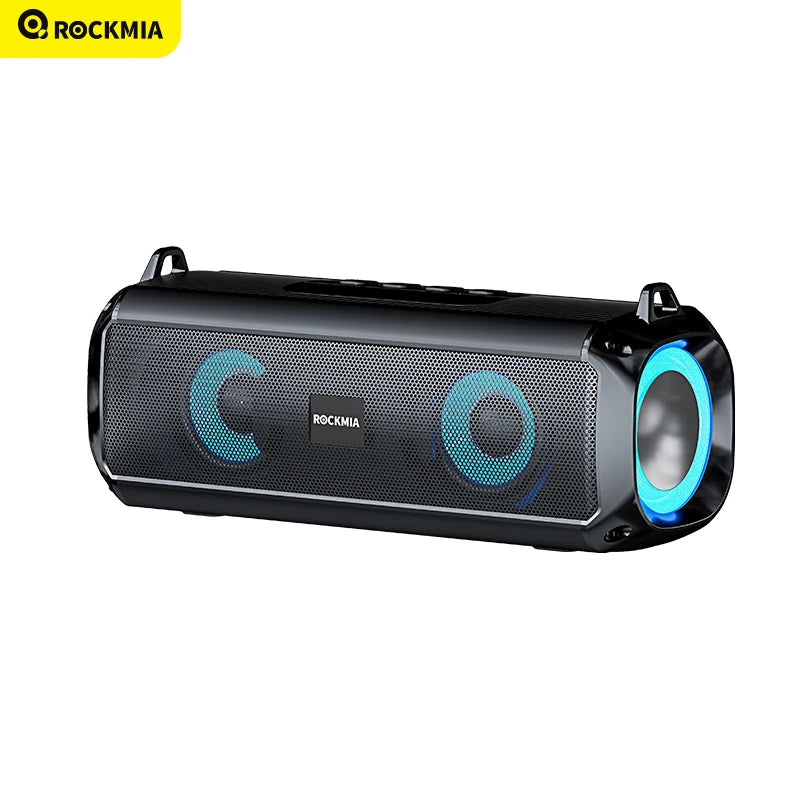 Rockmia EBS-045 Bluetooth 5.0 com luzes RGB TWS 10 W microfone leitor USB TF alça de ombro graves reforçados para festa e lazer