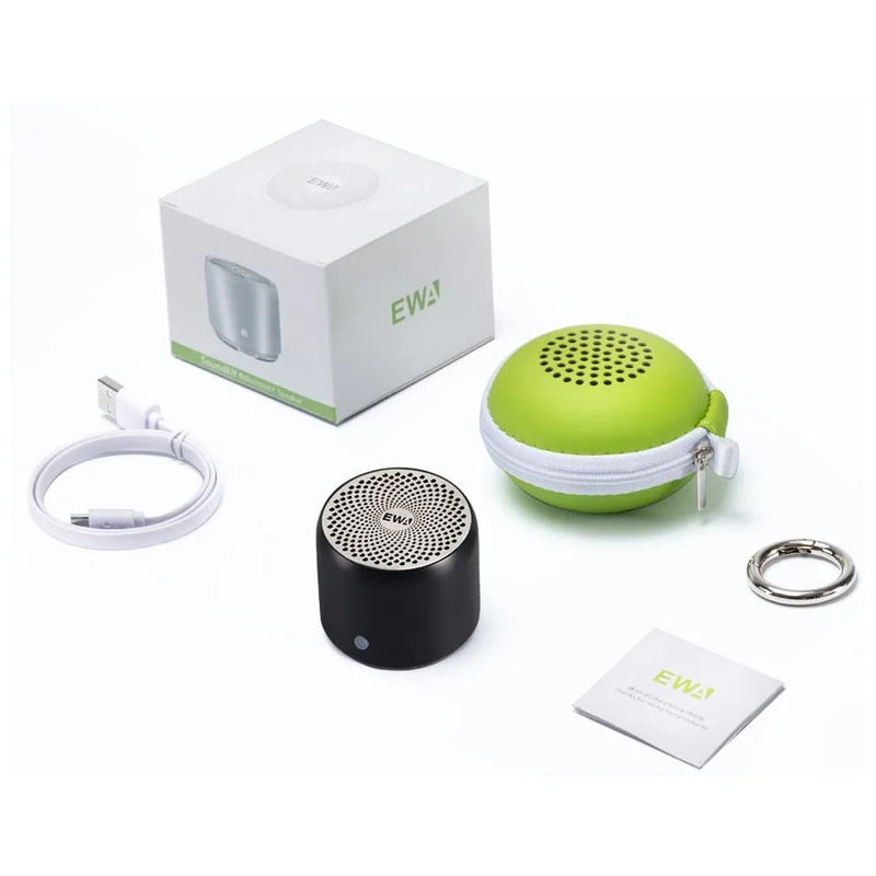 EWA A106 Pro mini caixa de som Bluetooth 5.0 IPX7 com radiador de graves metal ultracompacto estojo de viagem som potente no bolso