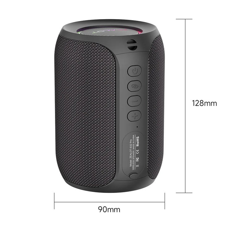 Zealot S32PRO caixa de som Bluetooth 5.2 grave potente com LED som imersivo resistente à água bateria 3600 mAh e entrada AUX