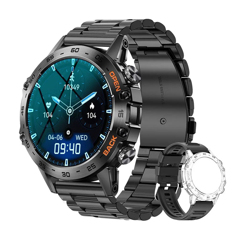 Smartwatch MEVADEN MD52 Aço Inoxidável, Tela 1.39” Chamadas Bluetooth e 100+ Modos Esportivos