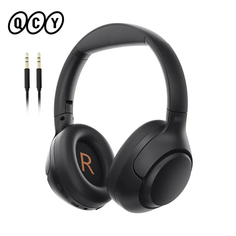 QCY H3 com Bluetooth 5.4 Hi-Res híbrido ANC 43 dB 60 h de bateria conexão dupla conforto memória espuma e modo com fio