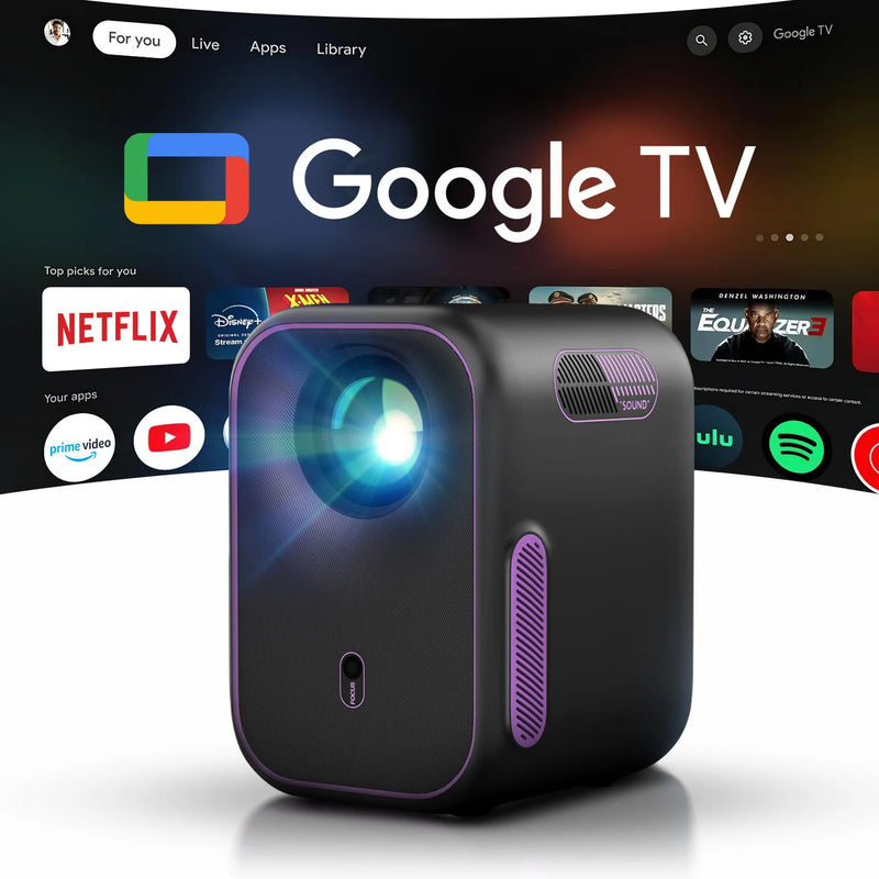 Projetor inteligente portátil 1080P Full HD NOTHINGPROJECTOR NP25001 com Google TV Netflix Prime Dolby Audio Wi-Fi e Bluetooth