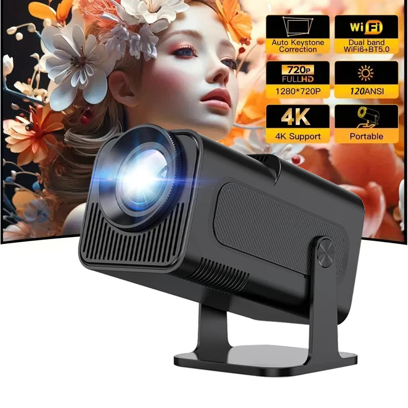 Mini projetor MOMAN HY320 720P HD, Wi-Fi + Bluetooth, keystone automático, portátil 150 ANSI para home theater até 100–130"