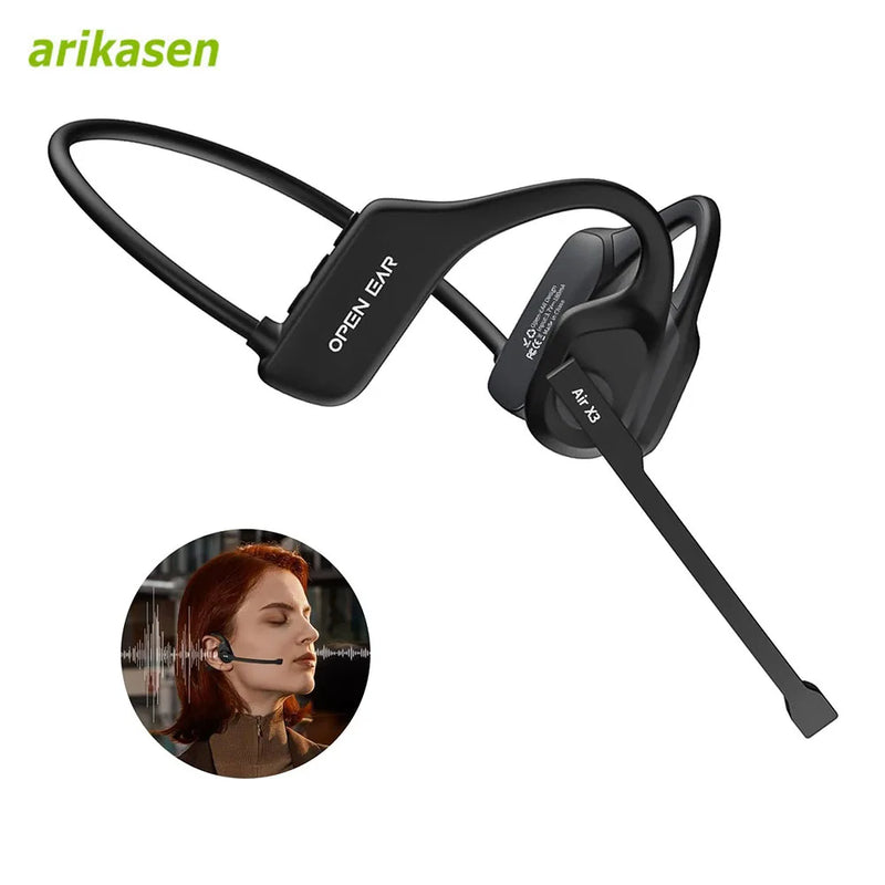 Headset open-ear com microfone de haste ENC Bluetooth 5.3 leve conforto dia todo para caminhoneiros escritório e call center