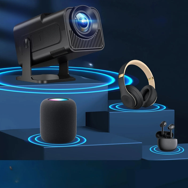 Mini projetor MOMAN HY320 720P HD, Wi-Fi + Bluetooth, keystone automático, portátil 150 ANSI para home theater até 100–130"