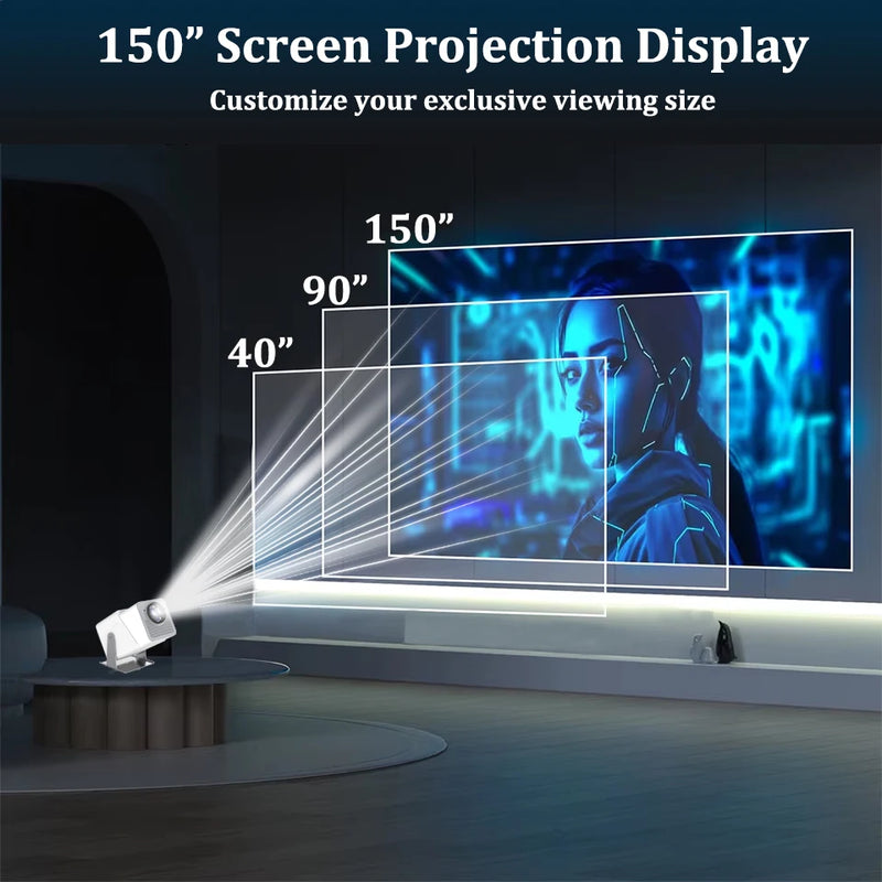 Projetor KaiAqua HT21 1080P (suporte), 260 ANSI, Android 11, Wi-Fi 5G, zoom 2.4×, rotação 180°, home theater portátil