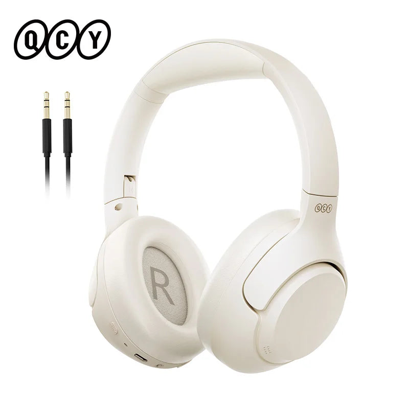 QCY H3 com Bluetooth 5.4 Hi-Res híbrido ANC 43 dB 60 h de bateria conexão dupla conforto memória espuma e modo com fio