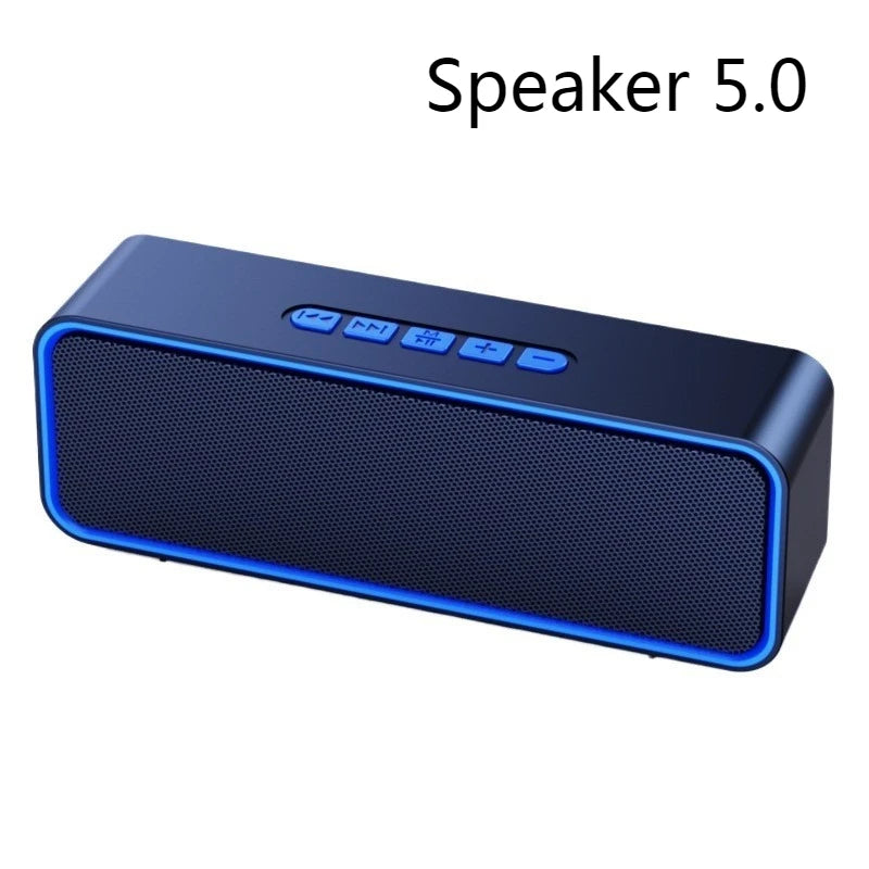Caixa de som Bluetooth 5.0 com subwoofer portátil 2x6 W bateria 1500 mAh USB TF AUX microfone viva voz para casa carro e camping