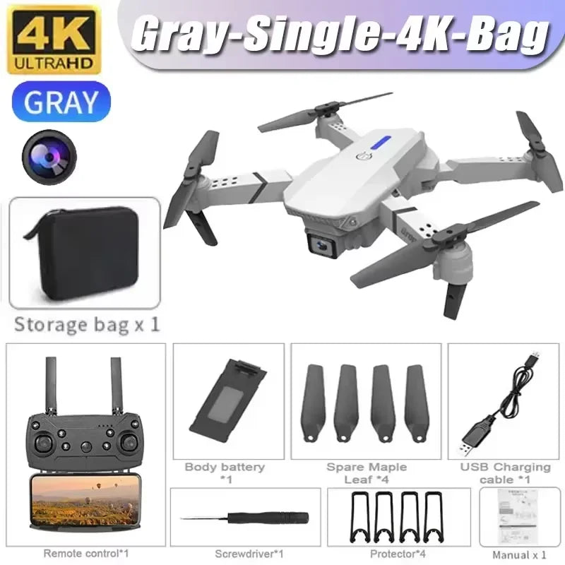 Drone E88 Pro com câmera 4K 1080p FPV WiFi dobrável estabilidade por altitude hold e voo criativo por trajetórias