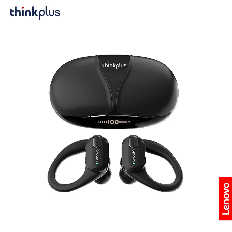 Lenovo XT80 esportivo com hastes ear hook Bluetooth 5.3 TWS microfone LED de bateria drivers 13 mm IPX som estéreo para treino