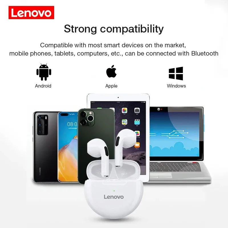 Lenovo HT38 TWS mini Bluetooth 5.1 drivers 13 mm estéreo 9D case compacta microfone controles de volume leve para uso diário