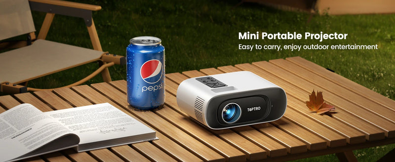 TOPTRO TR26 mini projetor 720p com suporte 1080P, ~300 ANSI, auto keystone, Wi-Fi e Bluetooth, até 200"