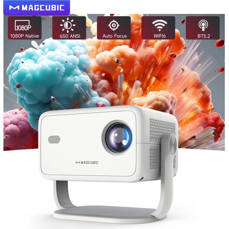 Projetor Magcubic L018 portátil 650 ANSI nativo 1080P Android 11 Wi-Fi6 Bluetooth 5.2 foco automático e tela até 300 polegadas