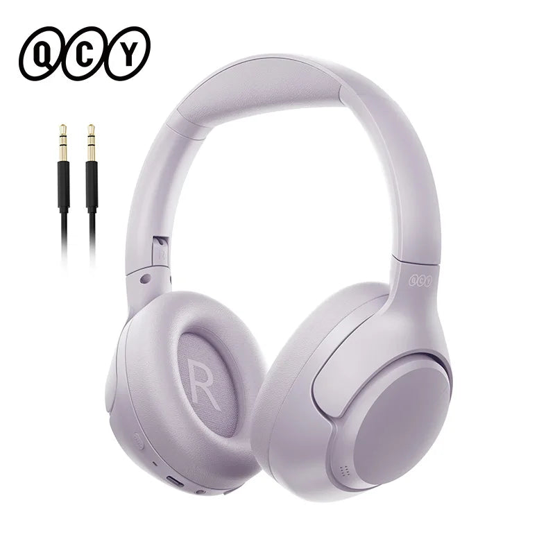 QCY H3 com Bluetooth 5.4 Hi-Res híbrido ANC 43 dB 60 h de bateria conexão dupla conforto memória espuma e modo com fio