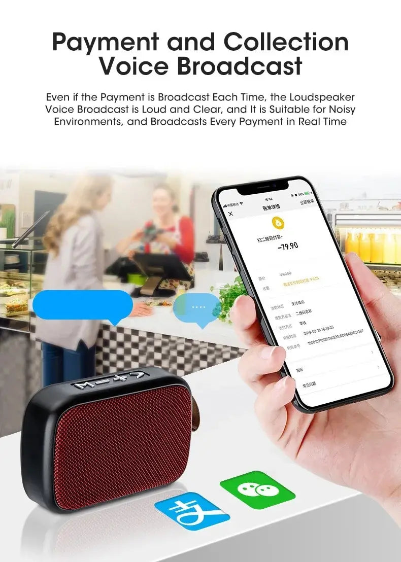 Mini alto-falante portátil com Bluetooth rádio FM USB leitor de cartão TF bateria interna e design em tecido para som prático no dia a dia