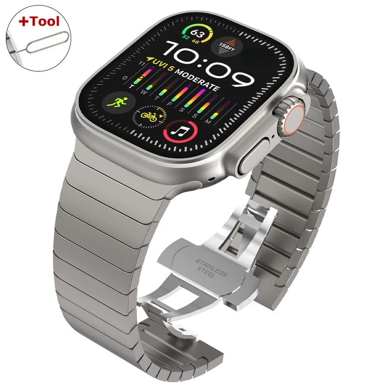 Pulseira Aço Inox Apple Watch Ultra com Fecho Luxo