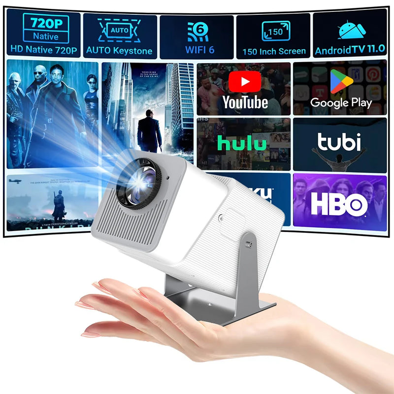 Projetor KaiAqua HT21 1080P (suporte), 260 ANSI, Android 11, Wi-Fi 5G, zoom 2.4×, rotação 180°, home theater portátil