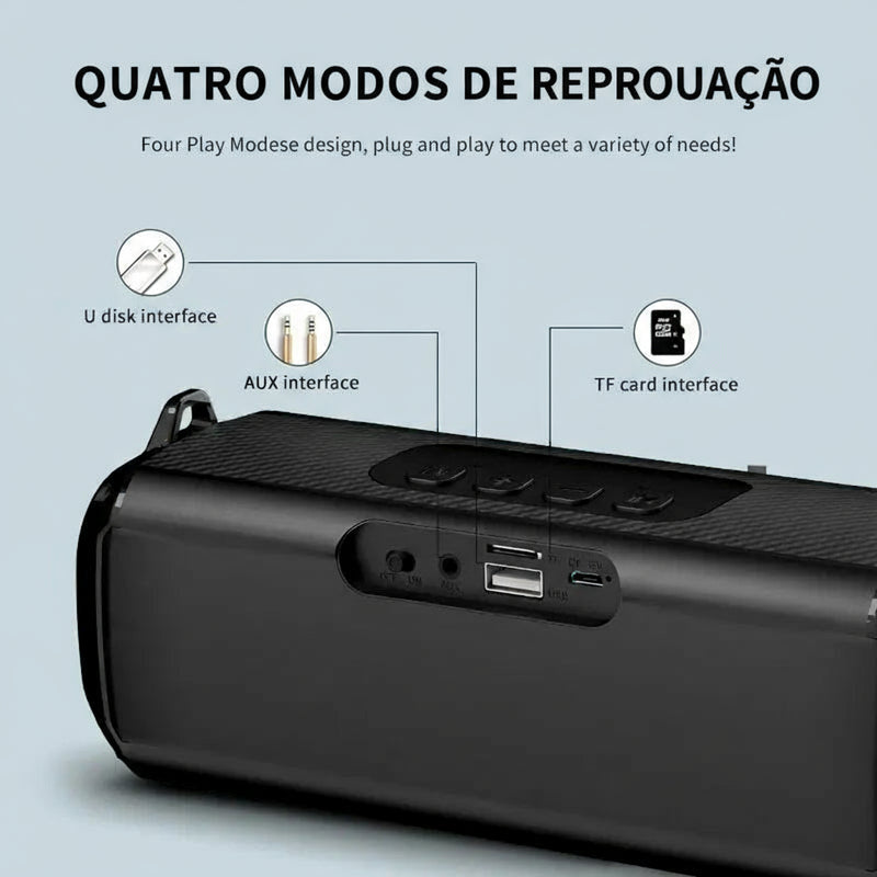 Rockmia EBS-045 Bluetooth 5.0 com luzes RGB TWS 10 W microfone leitor USB TF alça de ombro graves reforçados para festa e lazer
