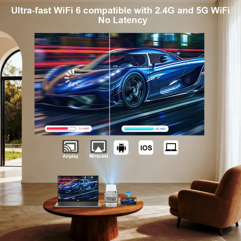 Projetor ThundeaL TD80 Pro 1080P nativo, 750 ANSI, Android 13, Wi-Fi 6 5G, Bluetooth 5.0, foco elétrico e keystone automático, até 120"