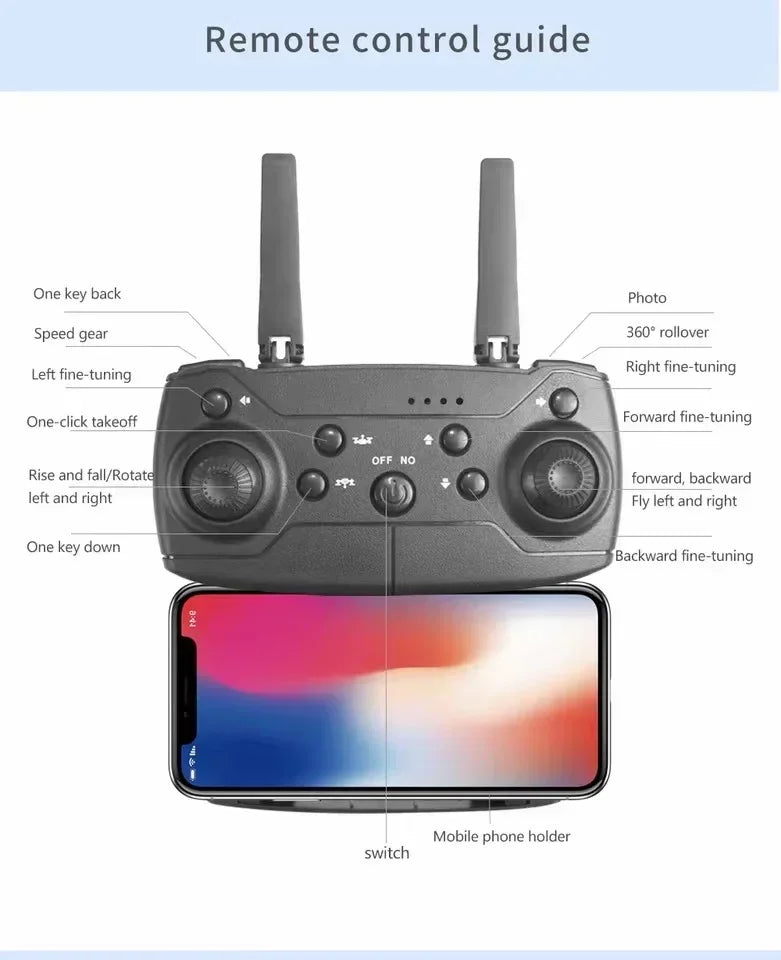 Drone E88 Pro com câmera 4K 1080p FPV WiFi dobrável estabilidade por altitude hold e voo criativo por trajetórias