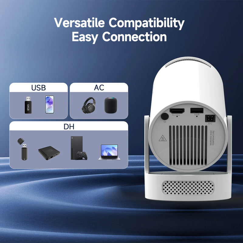 Projetor portátil Magcubic HY300 Pro+ com Android 11 Wi-Fi6 290 ANSI lumens suporte 4K e tela até 200 polegadas para cinema em casa