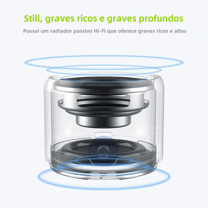 EWA A106 Pro mini caixa de som Bluetooth 5.0 IPX7 com radiador de graves metal ultracompacto estojo de viagem som potente no bolso