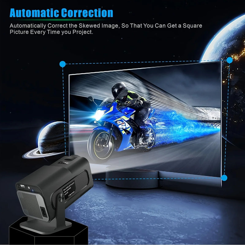 Mini projetor MOMAN HY320 720P HD, Wi-Fi + Bluetooth, keystone automático, portátil 150 ANSI para home theater até 100–130"