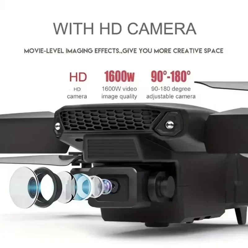 Drone E88 Pro com câmera 4K 1080p FPV WiFi dobrável estabilidade por altitude hold e voo criativo por trajetórias