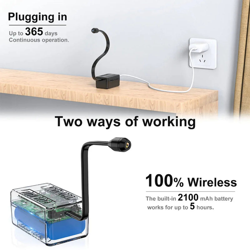 Mini câmera Wi-Fi 1080p com visão noturna detecção de movimento babá cam bateria 2100 mAh e suporte a cartão TF 32 GB