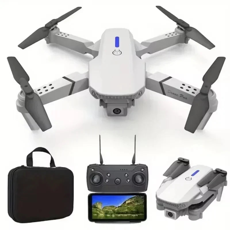 Drone E88 Pro com câmera 4K 1080p FPV WiFi dobrável estabilidade por altitude hold e voo criativo por trajetórias