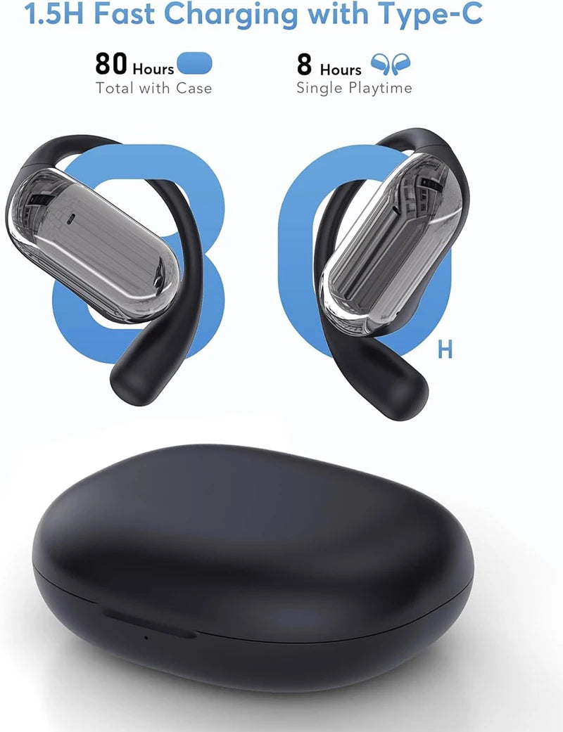 UYUXIO fones tradutor AI em tempo real com 144 idiomas 60 h de uso OWS Bluetooth carregamento sem fio app e ANC para negócios