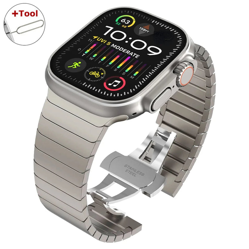 Pulseira Aço Inox Apple Watch Ultra com Fecho Luxo