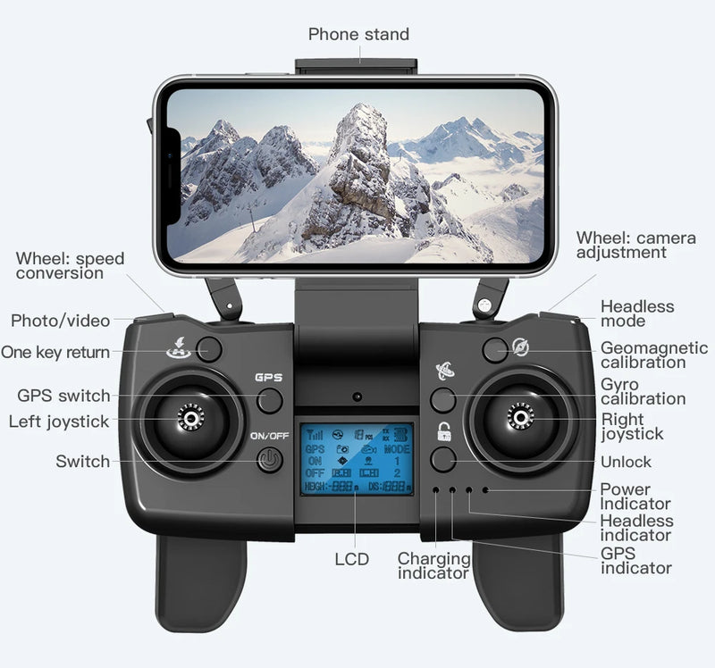 Drone L900 Pro com motores brushless GPS 4K ESC 90 graus 5G WiFi 28 minutos até 1200 m retorno automático follow me e orbit