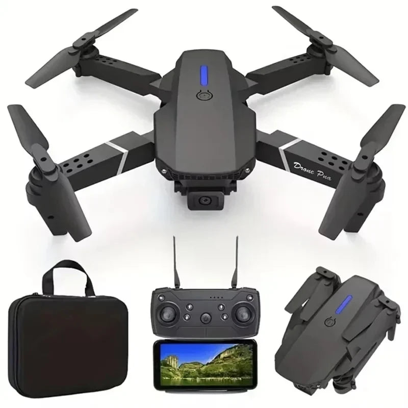 Drone E88 Pro com câmera 4K 1080p FPV WiFi dobrável estabilidade por altitude hold e voo criativo por trajetórias