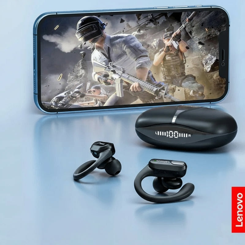 Lenovo XT80 esportivo com hastes ear hook Bluetooth 5.3 TWS microfone LED de bateria drivers 13 mm IPX som estéreo para treino
