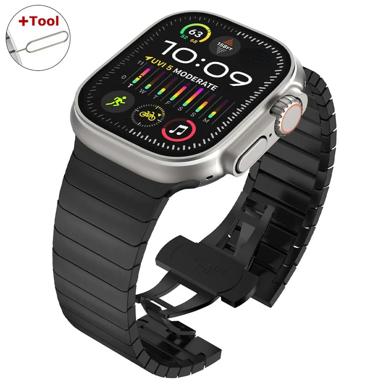 Pulseira Aço Inox Apple Watch Ultra com Fecho Luxo